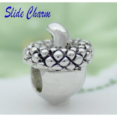 Free shipping European Fashion silver plated acorn charm beads fit Pandora bracelet beads for jewelry making
