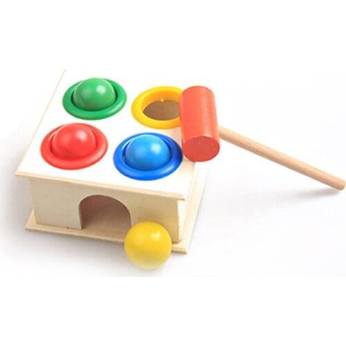 Baby Beat Toys Colorful Wooden Hammering Ball+Wooden Hammer Box Children Kids Non-toxic Early Educational Toy