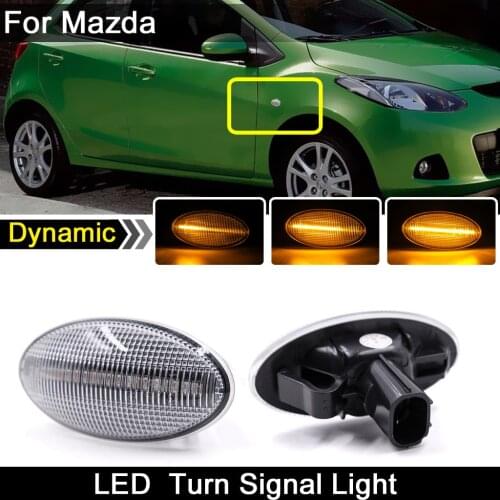 For Mazda 2 Mazda 3 Hatchback Mazda 5 Mazda 6 BT-50 MPV II Clear Lens LED Side Marker Light Dynamic Amber Turn Signal Lamp