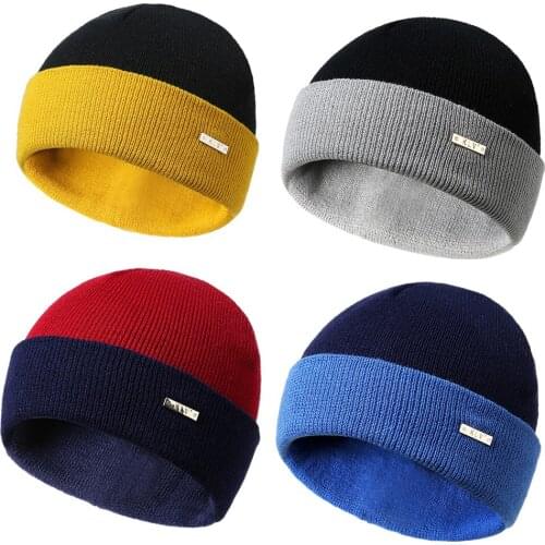 Personality Double-sided Collision Color Mash-up Wool Knitted Hat Autumn Winter Mens and Womens Ski Jacket Hat