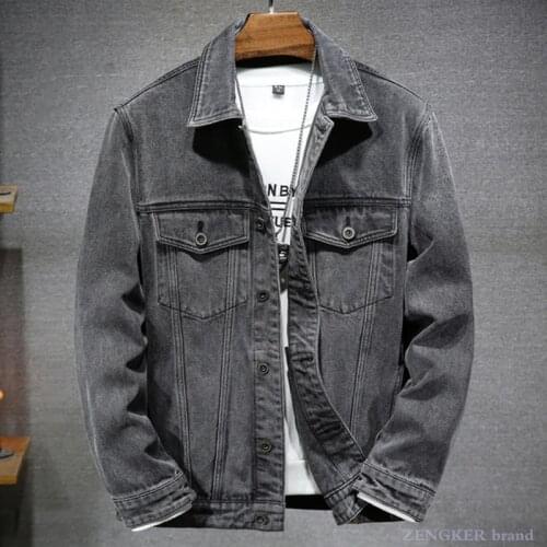 Spring and autumn denim jacket loose trendy fat man was thin plus fat plus size mens large fashion casual jacket s-7xL140KG