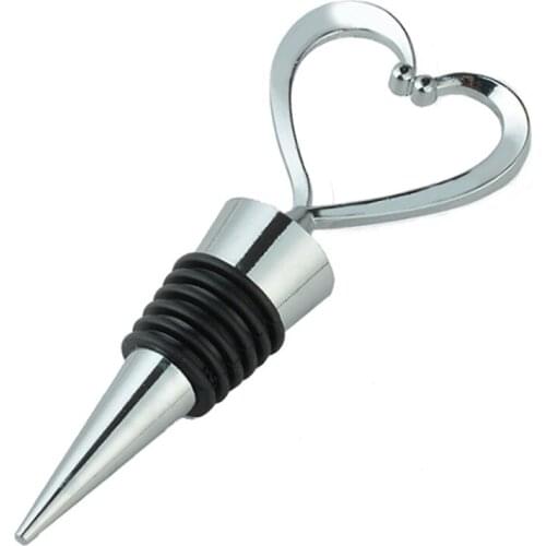 Elegant Heart Shaped Red Wine Champagne Wine Bottle Stopper Valentines Wedding Gifts