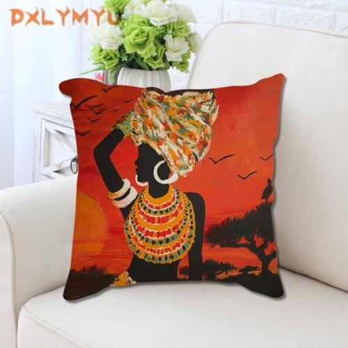 Oil painting print cushion covers pillowcase retro african style decorative pillowcase 45x45