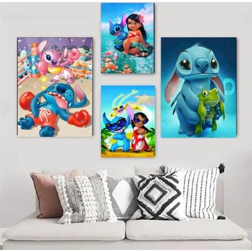 Disney Anime Lilo & Stitch Canvas Painting Cartoon Stitch Wall Art Nordic Posters And Prints Pictures For Living Home Decor