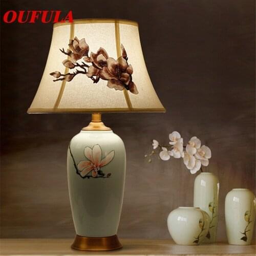 DLMH Ceramic Table Lamps Desk Lights Brass Luxury Modern Fabric for Foyer Living Room Office Creative Bed Room Hotel