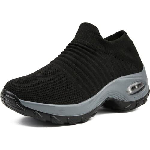 Women Flat Platform Casual Shoes Lightweight Slip on Ladies Walking Sneakers Gray Black Comfortable Plus Size Women Fashion Shoe