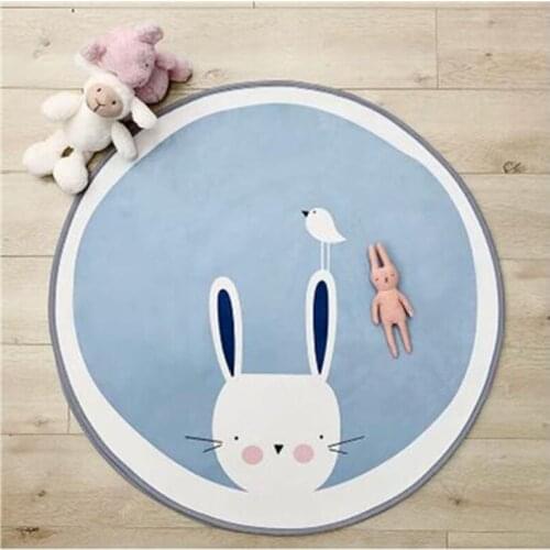 Round 100CM Kids Rug Play Mats Baby Gym Activity Rabbit/Bear/Letter Crawling Mats Nordic Children Room Floor Carpets Non Slip
