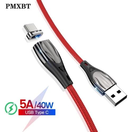 5A Magnetic Charging USB Type C Cable For Huawei Mate 30 20 P30 P20 Pro Lite USBC Magnet 40W Fast Charger Type-c Data Cord Kable