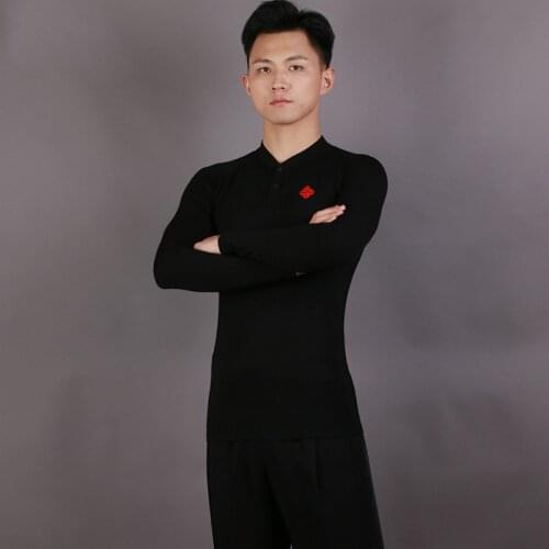 Black Ballroom Dance Top Men Standard Dance Waltz Tango Salsa Dancing Rave Outfit Latin Dance Rumba Samba Practice Wear DC3391