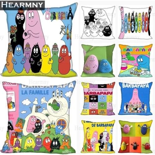 New Arrival Barbapapa Pillow Cover Bedroom Home Office Decorative Pillowcase Square Zipper Pillow Cases Satin Soft No Fade