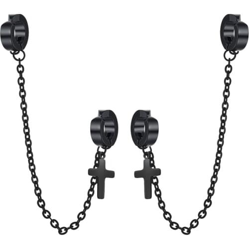 New Arrival Fashion Retro Black Cross Earrings Personality Ladies Hip Hop Multi-Layer Tassel Earrings Jewelry