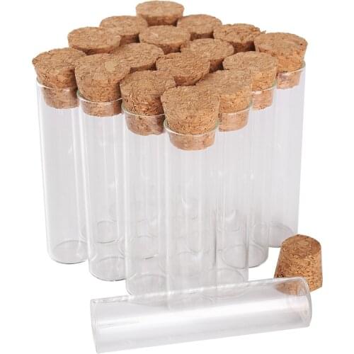 Wholesale 100 pieces 6ml 16*65mm Test Tubes with Cork Lids Glass Jars Glass Vials Tiny Glass bottles for DIY Craft Accessory