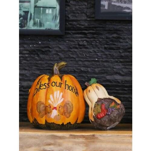 Autumn Decorations Pumpkins Artificial Fake Simulated Vegetables Resin Craft For Home Kitchen Decor Halloween Best European Gift