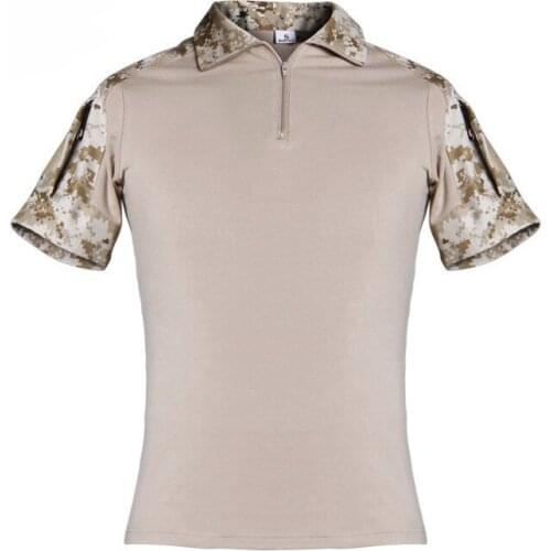 Outdoor Short Sleeve Polo Shirt ACU CP Desert Camouflage Tactical Military Absorb Sweat Hunting Men Combat Army Shirt