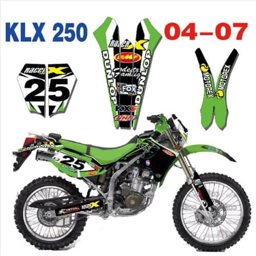 Full set of Motorcycle Graphics Stickers Backgrounds Decals kits For Kawasaki KLX250 KL250X 250KLX 2004 2005 2006 2007 KL250X