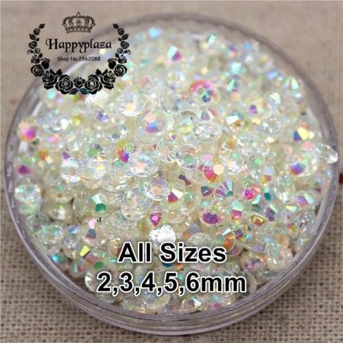 All Sizes 2,3,4,5,6mm Resin Rhinestone 14 Facets Flatback Jelly Clear Transparent AB Decoration for Phones Bags Shoes Nails DIY