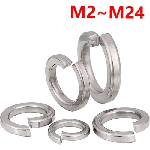 Spring Washer Elastic Gasket GB93 A2 Split Lock Shim 304 Stainless Steel M2 M2.5 M3 M4 M5 M6 M8 M10 M12 M14 M16 M18 M20 M22 M24