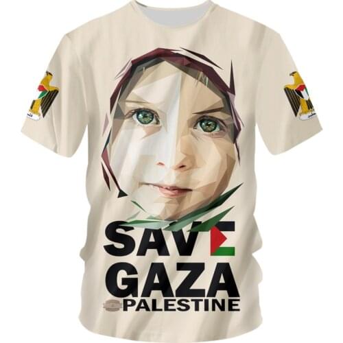 IFPD Girl Printed Save Gaza 3D Men Shirt Palestine Summer Casual Short Sleeve Shirt Unisex National Emblem Of Palestine Clothing