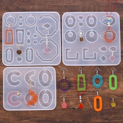 DIY Resin Crystal Epoxy Jewelry Round Square C-shaped Perforated Pendant Earring Jewelry Handmade Material Made Silicon