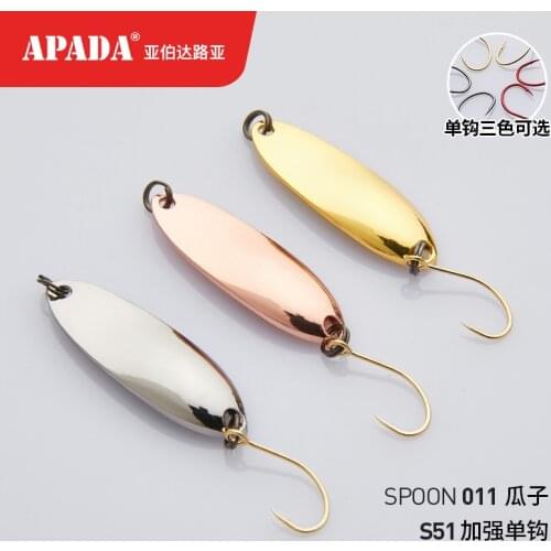 APADA Spoon 011 FMelon seeds 3g-10g Strengthen Single Hook Zinc alloy Metal Spoon Fishing Lures Trout