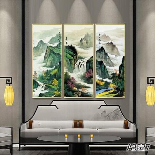 Modern Abstract Oil Painting Print on Canvas 3pcs Chinese style Landscape Canvas Art Printing Wall Art Picture for Home Decor
