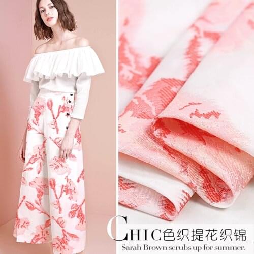 Spring and summer white Eugen jacquard fashion fabric peach skin wind fine crisp bones sense bright woven fabric diy fabric
