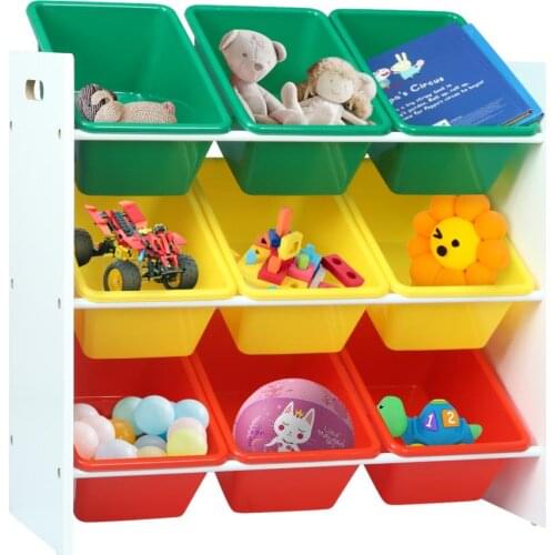 1SET Childrens Storage Shelf Toy Box Childrens Furniture 9 Crates Multicolour Kids Toys Organizer For Nursery Toy Bins Home