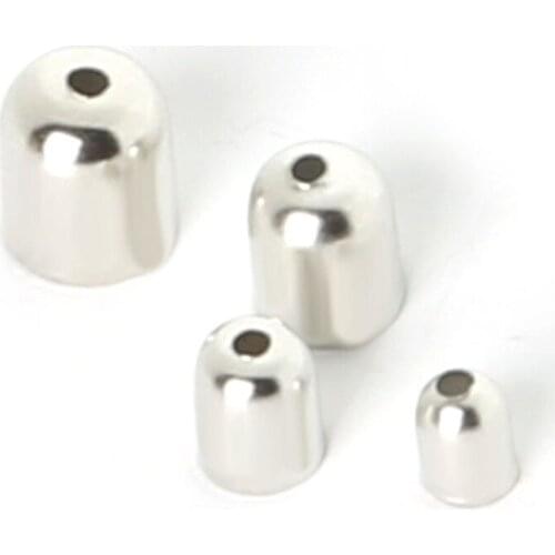 High Quality 4x6mm/5x6mm/6x7mm/7x8mm Rhodium Tone Blunt Necklace End Tip Bead Caps For DIY Jewelry Findings
