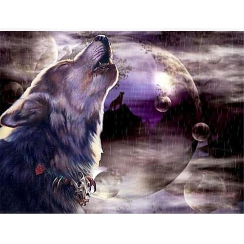 Animal Wolf DIY Cross Stitch Embroidery 11CT Kits Needlework Craft Set Cotton Thread Printed Canvas Home Decoration Wholesale