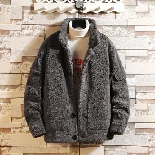 Winter Lamb Hair Jacket Men Warm Fashion Parka Men Thicken Plush Short Coat Man Streetwear Loose Cotton Clothes Male S-5XL