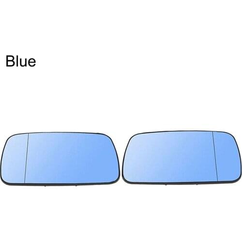 1 Pair Blue Car Heated Side Rearview Mirror Glass Anti-fog Defrosting For BMW E46 4 Doors 1998-2006 E39 1997-2003 51168250438