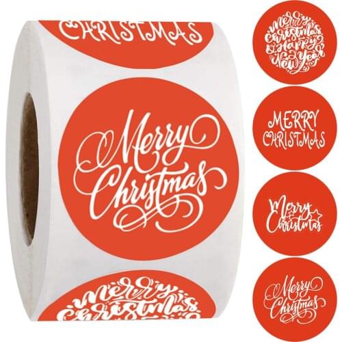 100-500pcs Merry christmas stickers red christmas stickers for christmas party decor labels Children gift stationery stickers