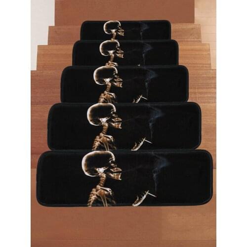 3D creative door mat smoking skull carpet printing Hallway Carpets 5pcs/set stairs Rugs Kitchen Bathroom Antiskid Mats tapis