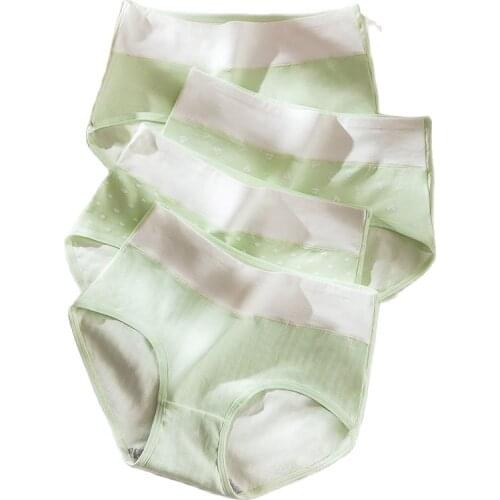 Plus Size M-3XL High Waist 4Pcs Cotton Panties Women Cute Girls Briefs Fashion Underwear Body Shaer Breathable Female Lingerie