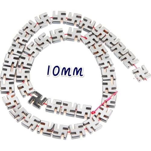 Natural Hematite Buddhist Symbol 10mm Black Buddhist Magnet Beads For Making Jewelry DIY Bracelet Necklace Accessories 16 Inch