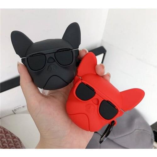 Earphone Case For Airpods Pro Case Silicone Cartoon Cute Glasses Dog Earpods Cover For Apple Airpods Pro 3 Cases Keychain