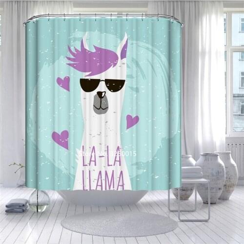 Childrens Bathtub Decoration Cute Cartoon Sheep Pony Dog Shower Curtain Waterproof and Mildew Proof Partition Belt Hook