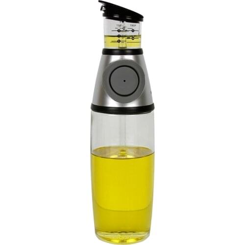 Oil Dispenser Bottle Press Measure Drip Free Spout Glass Safe for Kitchen Vinegar Pressed oil pot H99F
