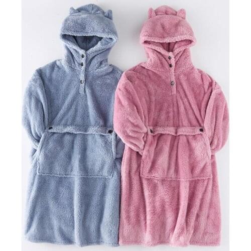 New Women And Men Autumn Winter Flannel Robe Nightgown Thick Warm Lovers Home Clothes Soft Comfortable Couple Sleepwear Bathrobe