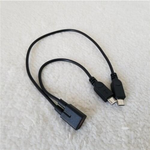 Micro USB Female to Double Male Adapter Cable 1 to 2 Splitter Data Extension Wire for Android PHone Black