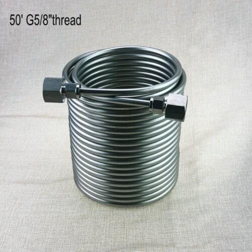 Food Grade 304 Stainless Steel Condenser Coil Beer Cooling Coil Wort Chiller Malt Juice Cooler for Homebrew Brewery 16m G5/8"