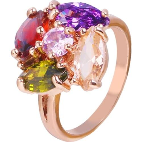 Bettyue New Arrival Round Ring With Colorful Zirconia Jewelry For Female Elegant Decoration Fashion Statement Party Gift