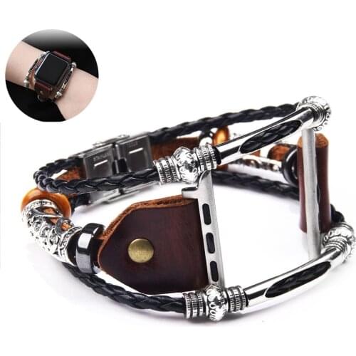 Leather Stainless Steel Wristband for Apple Watch 42mm 40mm 38mm 44mm Bracelet for Iwatch Series 6 5 4 3 Watch Band Accessories