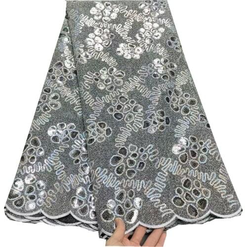 SJ Lace 2021 High Quality African Sequins Lace Fabric French Net Embroidery Tulle Lace Fabric For Nigerian Wedding Party t5-55