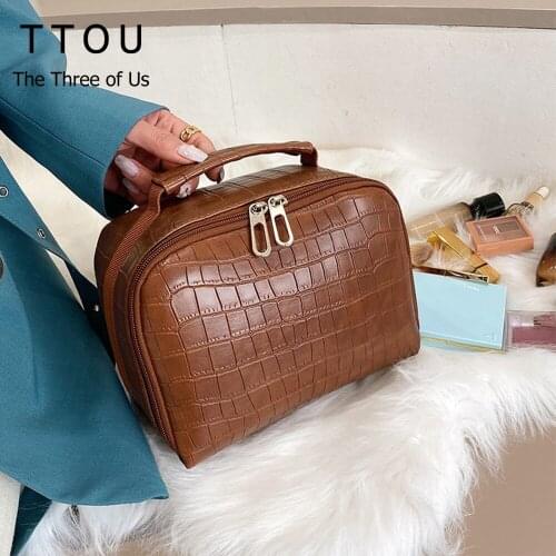 Fashion Pu Leather Crocodile Pattern Clutch Bag Women Make Up Pouch with Handle Quality Bags Square Large Capacity Zipper Bag