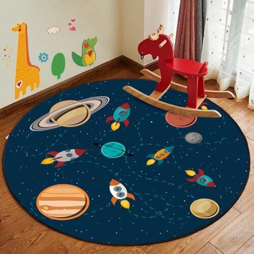 Cartoon Universe Planet Round Carpet Custom Computer Chair Living Room Modern Minimalist Children Bedroom Bedside Mat Decoration
