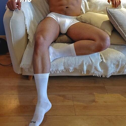 Fashion White Male Compression Hiking Cycling Sock Gay Sexy Men Sports Long Tube Streetwear Letter Socks Comfortable Socks