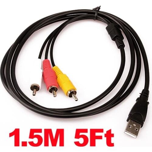 New 1.5M 5ft USB 2.0 to 3 RCA Cable Male To Male AV Audio Adapter Cord for AV equipment to HDD player