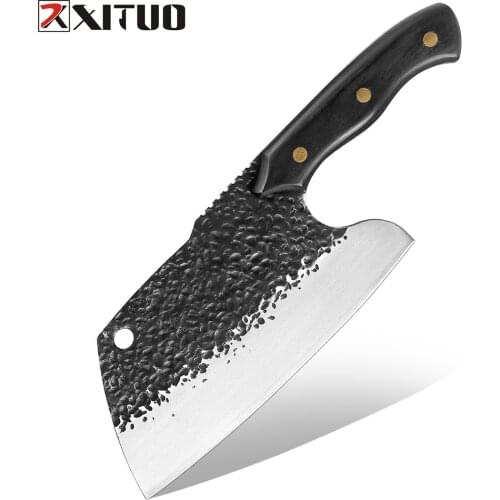XITUO 7 Inch Cleaver Knife Handmade Forging Butcher Kitchen Chef or Hunting Cooking Utility Knives Meat Vegetable Filleting Too