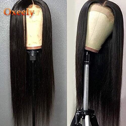 Oxeely Lace Front Wigs Long Straight Synthetic Wigs for Black Women Heat Resistant Fiber Hair Black Color Wigs With Baby Hair